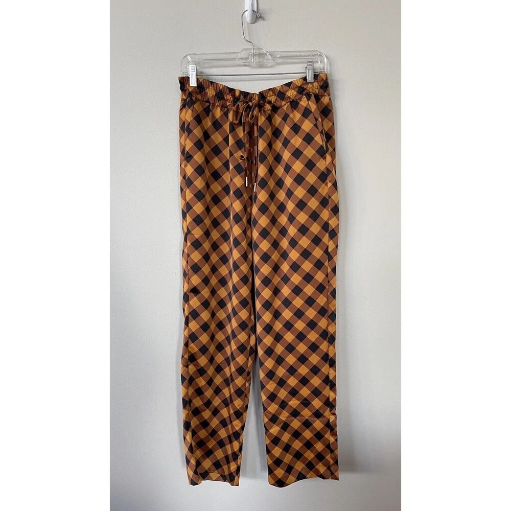 Free People Scotch & Soda Gold Black Geometric Wide Leg Boho Trouser Pants Sz XL - Picture 2 of 16